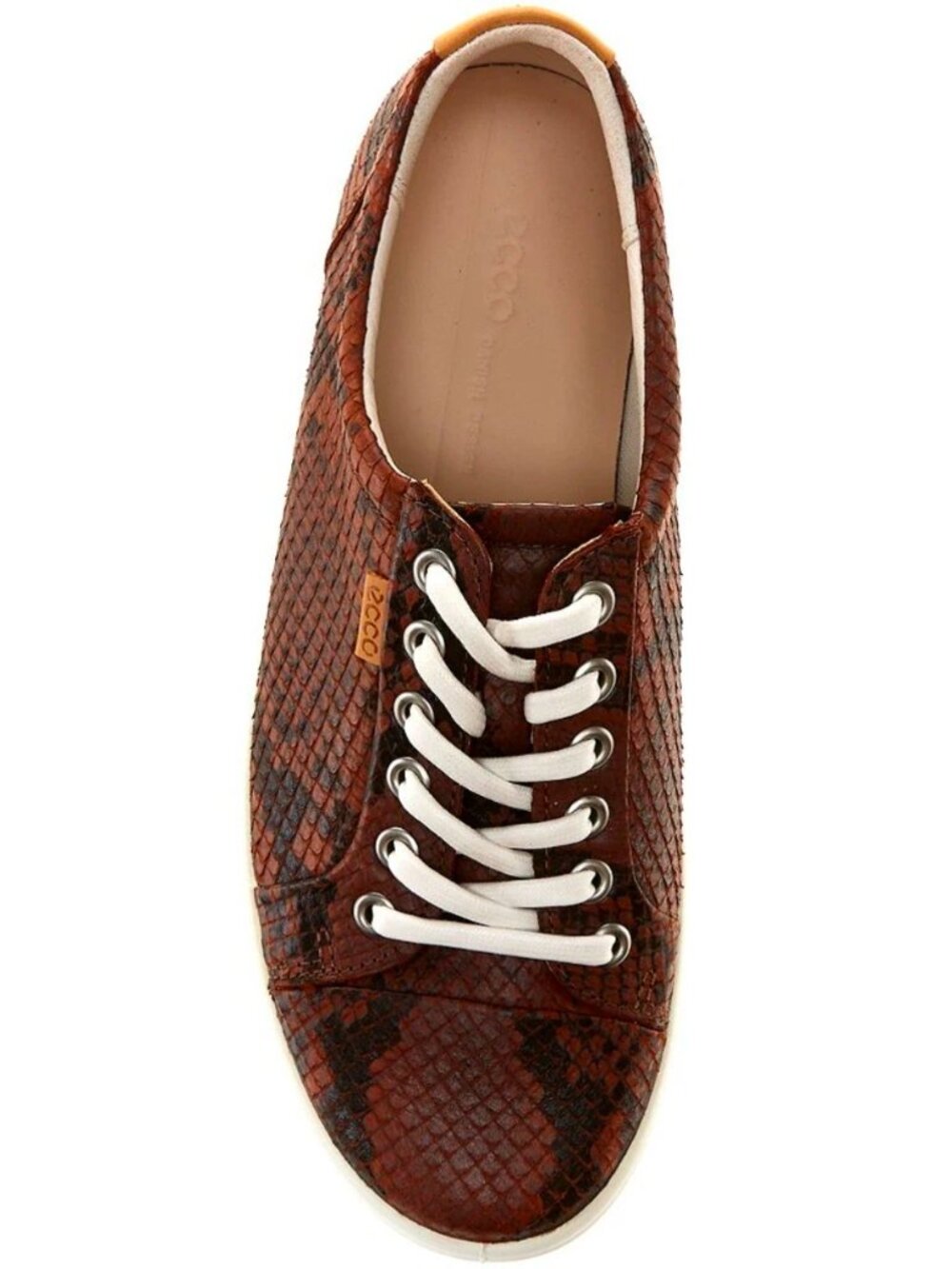 Ecco Women's Soft VII Snake Print Leather Lace Up Sneakers Size 39 or US 8 NEW